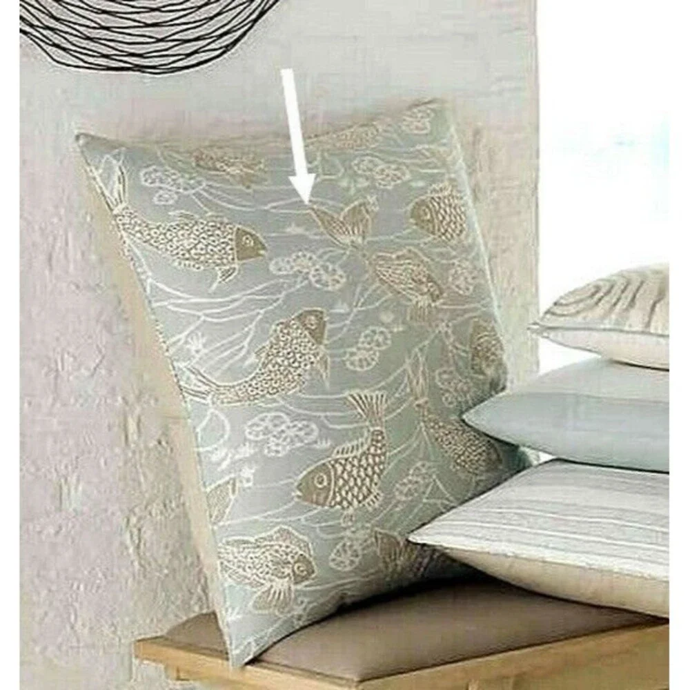 Koi Fish European Euro Pillow Sham Blue Sea Beach Summer Home Coastal Dorm Room